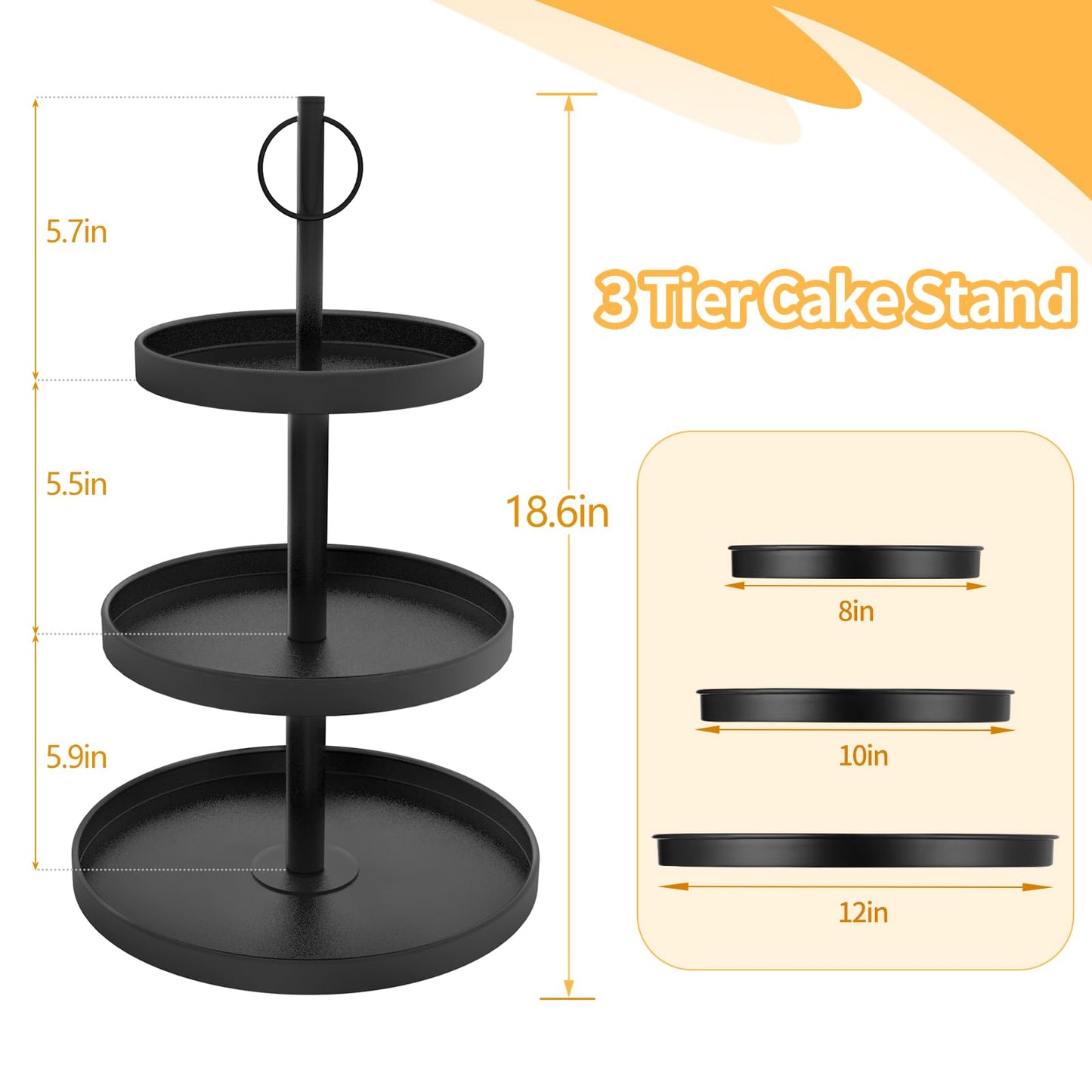 OugeWood Cupcake Stand for 50 Cupcakes,Cupcake Stand 2 PACK Metal 3 Tier Cupcake Tower Black Tiered Tray Stand Cupcake Holder Stand Cake Stand Serving Trays Dessert Stands with Handle for Party