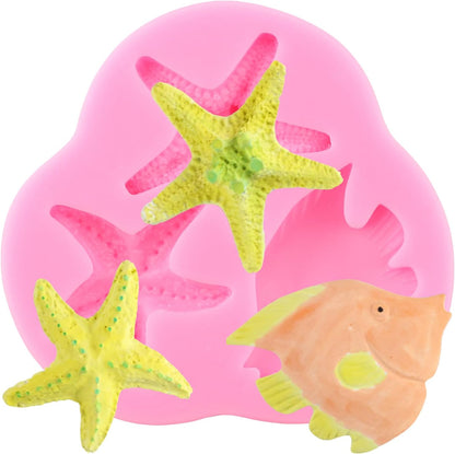 Marine Theme Silicone Mold, Starfish Fondant Molds for Cake Decoration, Cupcake Topper, Chocolate