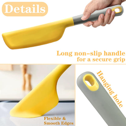 Bigwinyep Omelette Spatula, Silicone Spatula Heat Resistant Flip and Fold Omelette Turner for Kitchen Omelet Pancake Crepes, Yellow