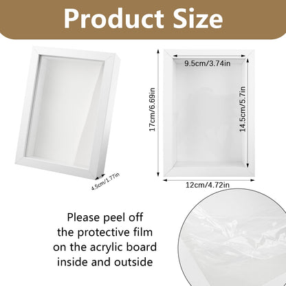 6 Pack 4 x 6 Inches Shadow Box Frame, Small Wood Frame Memory Display Cases,1.2in Depth Picture Case for Dried Flowers, DIY Craft, Memorabilia, Medals and Photos
