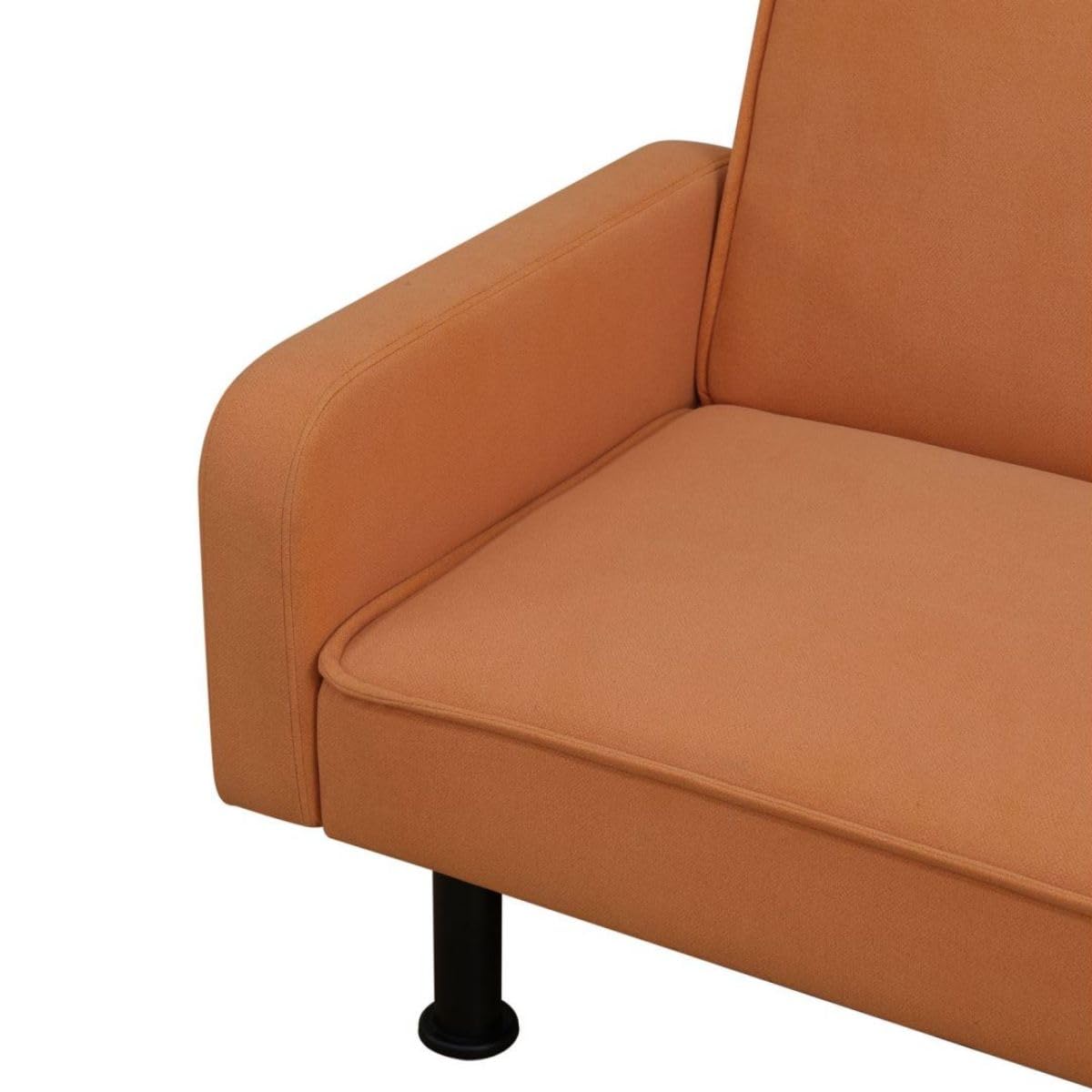 UOCFYK Fold Out Modern Couch Convertible Sleeper Sofa Chair Bed, 2 Seater Loveseat for Living Room, Lounge Comfy Cama for Small Spaces for Bedroom, Adjustable Angle, Orange Calico
