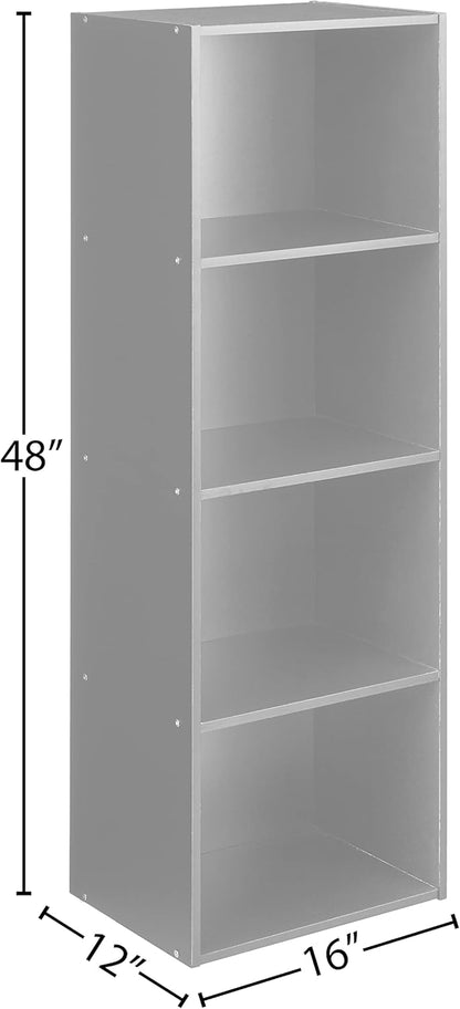 Hodedah 4-Shelf Bookcase in Black