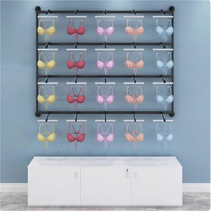 Wall-Mounted Underwear Display Stand, Clothing Store Boutiques Retail Lingerie Garment Rack, Metals, Commercial Shelves Clothes Rod, for Lingerie Socks Bra Panties(Black,120 * 120cm)