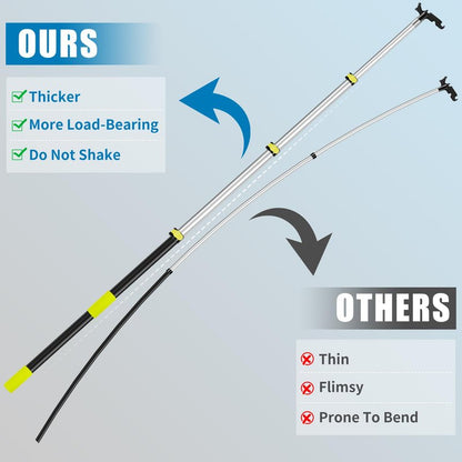 UQM 12 Ft Telescopic Extension Pole with Utility Hook, Telescoping Pole for Hanging Christmas Lights String Lights Birdfeeder, Heavy-Duty Christmas Light Pole Hanger Tool Tree Without Ladder