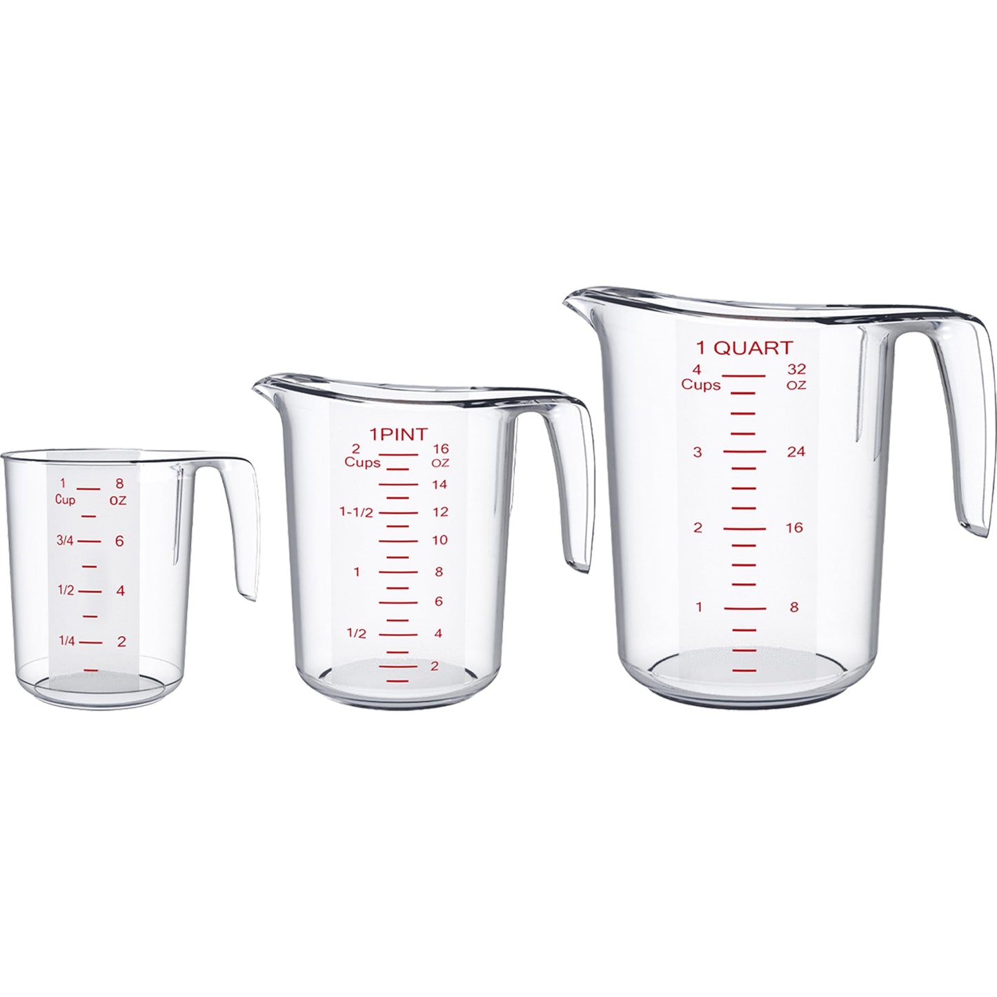 DaYammi Measuring Cups 3-Piece, Unbreakable Food-Grade Plastic Measuring Cup for Dishwasher, 1/2/4-Cup Nesting Liquid Measuring Cups for Prepping, Baking, Cooking, Readable Markings, Clear