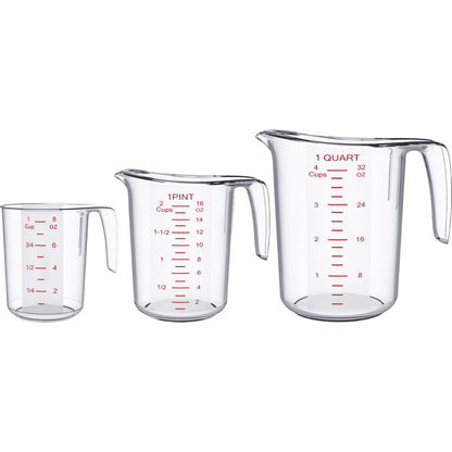 DaYammi Measuring Cups 3-Piece, Unbreakable Food-Grade Plastic Measuring Cup for Dishwasher, 1/2/4-Cup Nesting Liquid Measuring Cups for Prepping, Baking, Cooking, Readable Markings, Clear