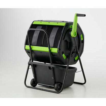 HomeStock Compost Tumbler 48 Gallon Dual Compartment - Geared Rotation & Cart Access