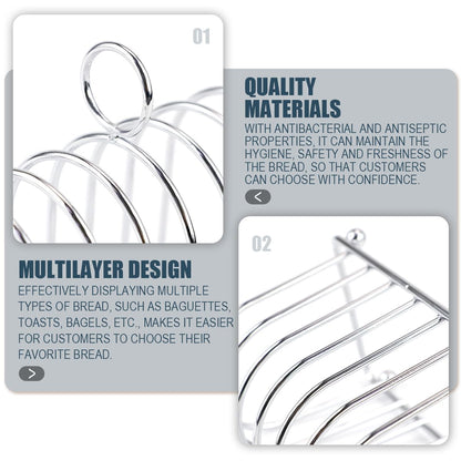 Toast Rack Stainless Steel Toast Holder Stand with Ball Feet and Loop Carry Handle Bakeware Grid Cooling Racks for Buffet Breakfast Lunch Dinner