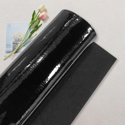 CALFOVERA 53 x 11.8 Inch Glossy Mirrored Faux Leather Roll 1mm Black PU Leather Sheet Smooth Solid Color Shiny Synthetic Leatherette Vinyl Fabric for DIY Craft Making Furniture Upholstery