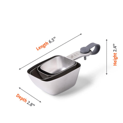 Full Circle Inside Scoop Stainless Steel Measuring Cups, 4-Piece Set (¼ cup, 1/3 cup, ½ cup, and 1 cup), Dishwasher Safe