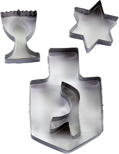 Rite Lite Chanukah Dreidel, Menorah, & Star of David Cookie Cutters Set, Perfect Hanukkah Cooking Accessories