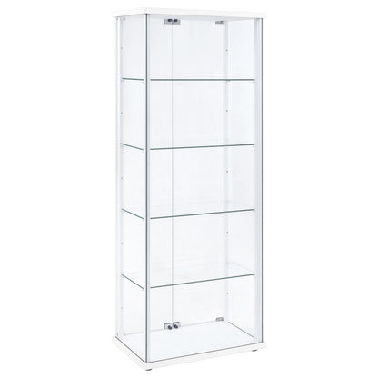 Coaster Home Furnishings - Delphinium - Glass - 4-Shelf Curio Cabinet with Wood Top and Base, Two Doors, and Chrome Hardware - Living Room - 64-Inch - White - 950170WHT