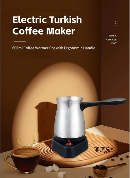 Yoidesu Turkish Coffee Maker, 600ml Brewing Capacity, Stainless Steel Electric Pot for Turkish & Greek Coffee