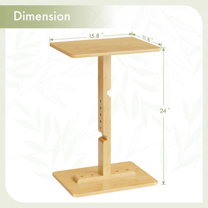 Amazer Bamboo TV Tray Table, Height Adjustable Side Table for Small Spaces, Snack Table for Couch, Bed, Chair, Sofa