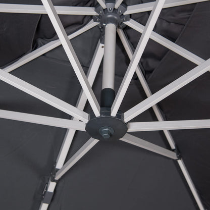 LKINBO 10x13 FT Rectangle Cantilever Umbrella with Cross Base, Heavy Duty Large Patio Umbrella 360 Degree Rotation Outdoor Offset Umbrella with Easy Tilt & Crank for Pool Deck Backyard, Gray