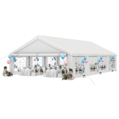 YITAHOME 20x30FT Party Tent Heavy Duty Wedding Event Shelters PVC Upgraded Galvanized Canopy with Large Roof Removable Sidewalls for Outdoor Weddings, BBQ Party Tent, White
