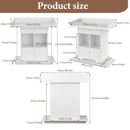 Podium Stand with Wheels Portable Podium Church Pulpit Lectern Podium Stand Church Podium Stands Wood Speaking Lectern Stand Lockable Wheels Design with Storage (White, L39″×W19″×H44″)