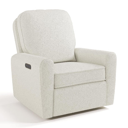 Storkcraft Amalfi Deluxe Power Recliner Swivel Glider – Premium Electronic Nursery Rocking Chair, Oeko-TEX 100 Certified, Includes Dual-USB Charging Port with USB-A & USB-C (Ivory Boucle)