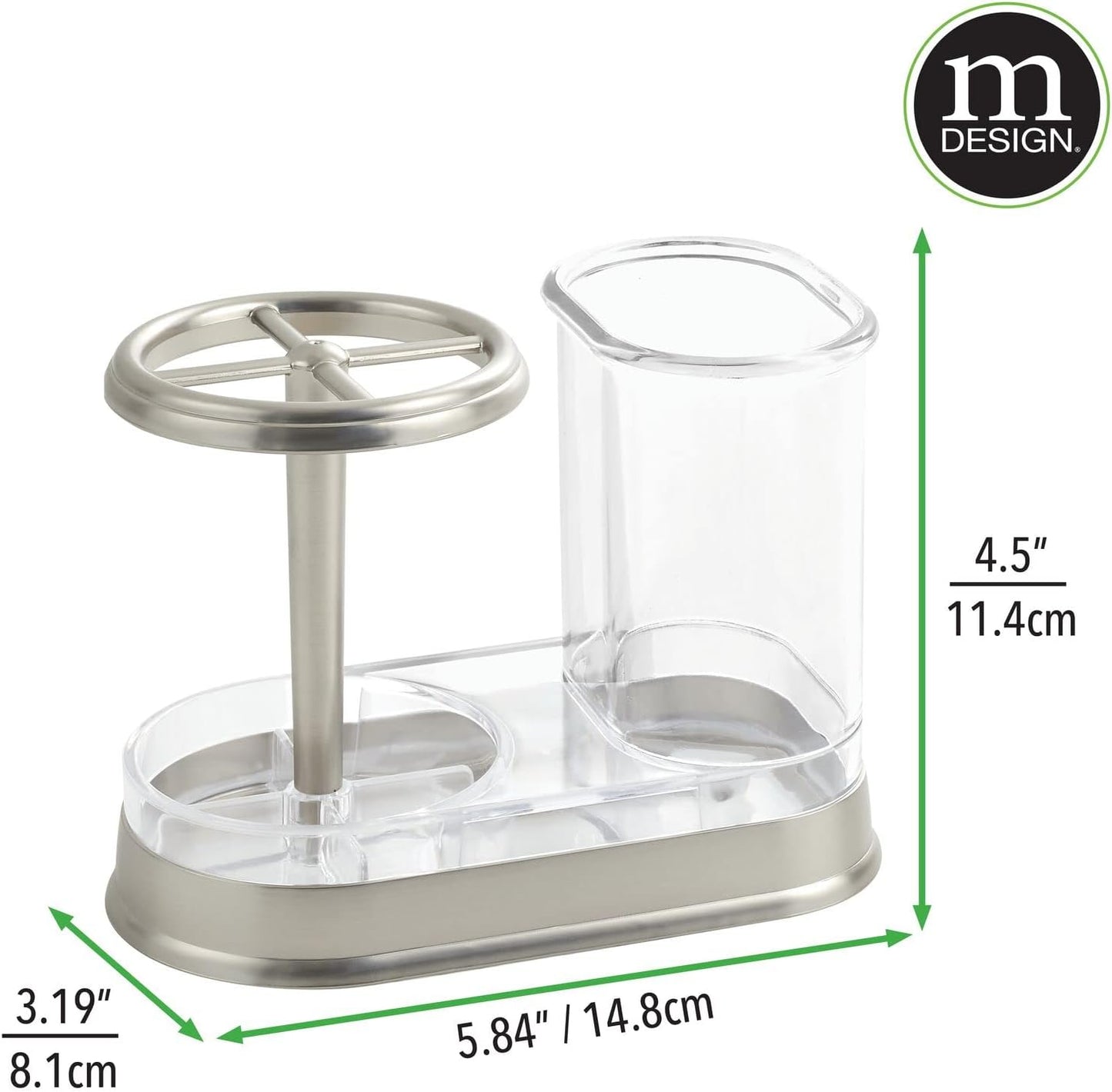 mDesign Decorative Bathroom Dental Storage Organizer Holder Stand for Electric Spin Toothbrush/Toothpaste - Compact