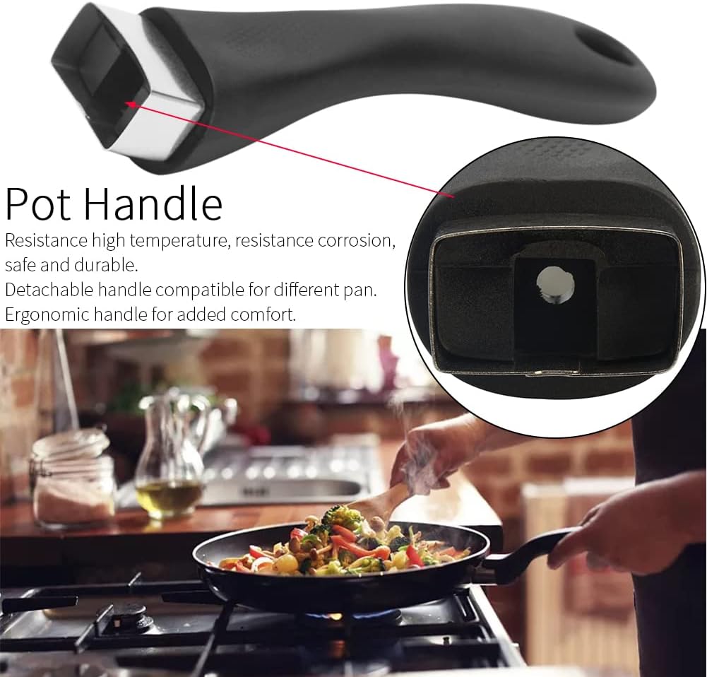 Pot Handle, Scald-Proof Long Handle Replacement Grip for Cookware Pot Lid with Screw