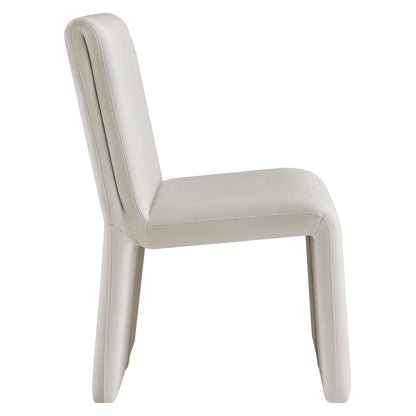 Modway Emory Upholstered Dining Side Chair in Alabaster - Single Armless Slipper Chair - Padded Performance Velvet Accent for Dining Room, Kitchen
