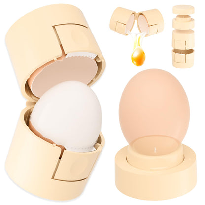 2 in 1 Egg Shell Opener with Piercer, Hard Boiled Egg Peeler, Cute Egg Cracker for Raw Eggs, Egg Separator for Home Kitchen Gadgets Tool, Beige