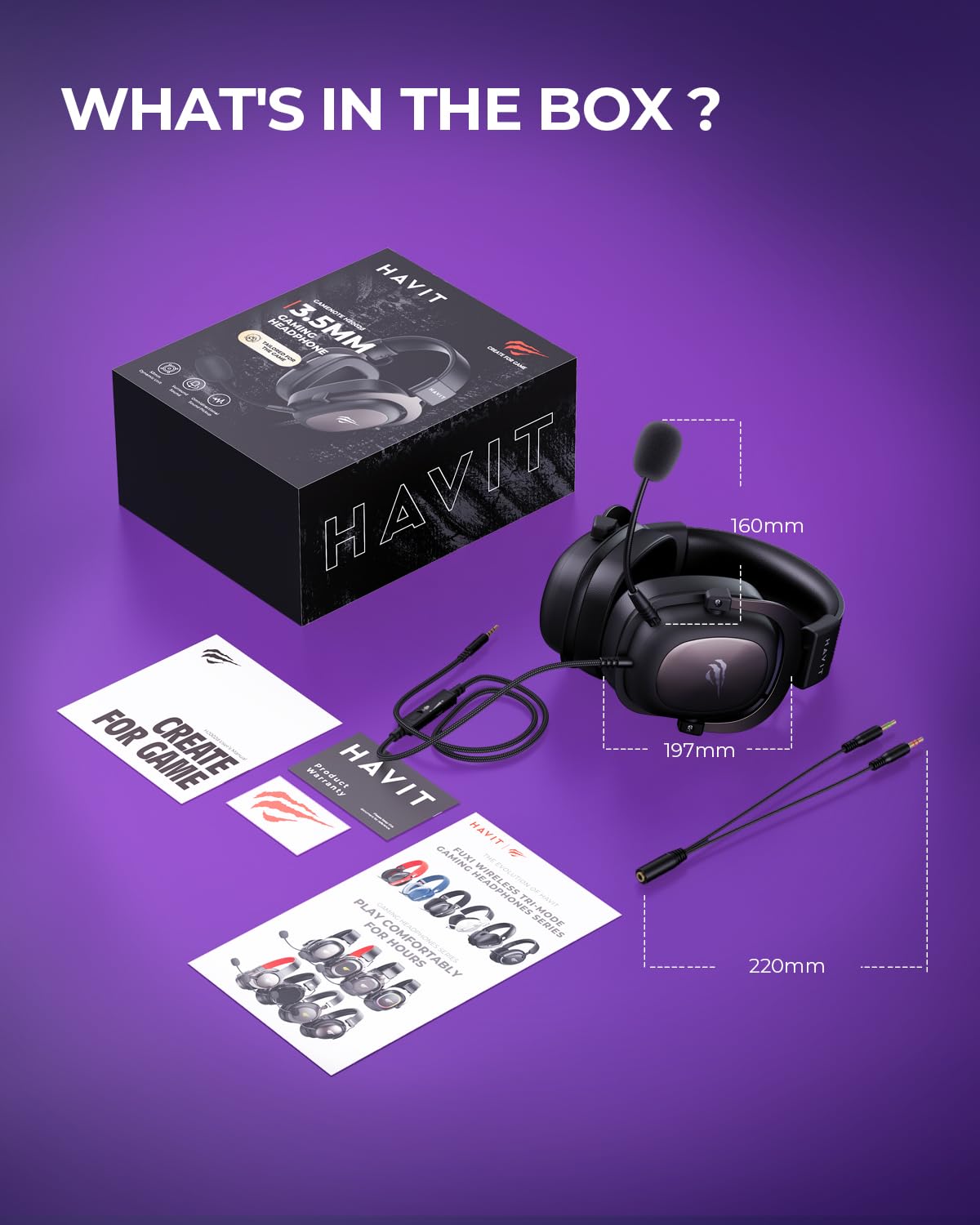 havit H2002d Gaming Headsets for PS4,PC, 53MM Drivers Surround Sound PS5 Headset with Mic Gaming Headphones with Mic Durable Aluminum Frame Valentines Gifts for Men