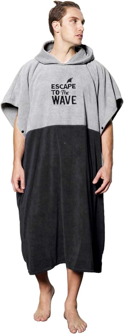 Vulken Extra Large Thick Hooded Beach Towel Changing Robe. Surf Poncho Men for Easy Change in Public. Quick Dry
