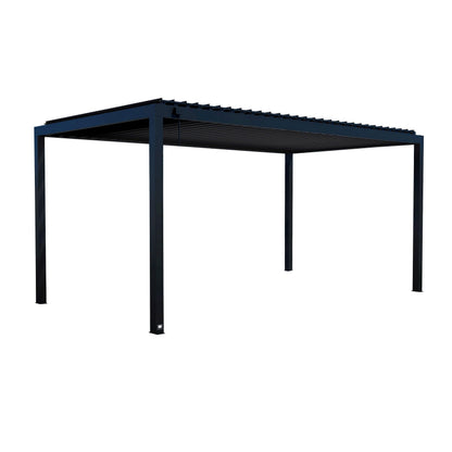Backyard Discovery Sarasota 18' x 10' Galvanized Steel Louvered Pergola Kit with Adjustable Roof, Shade, Rain Protection, High-Wind Rating, Gutter System for Outdoor Patio, Garden, Deck, Entertaining