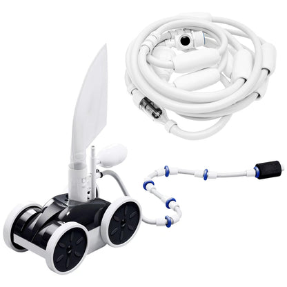 MAKHOON Upgrade Pool Pressure Side Sweeper with Feed Hose – Professional Pool Cleaner for Efficient Swimming Pool Cleaning, Stable 4-Wheel Structure Design