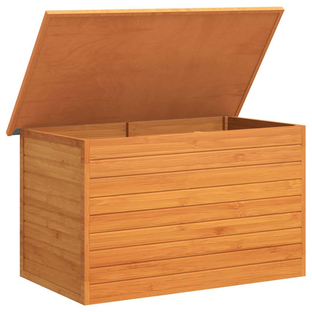 Drillkyn Brown Fir Wood Storage Box with Lid Roof Outdoor Chest for Backyard Patio Yard Storage 49.6 x 28.3 x 28.3 in Durable Outdoor Toy Bin Camping Storage Box