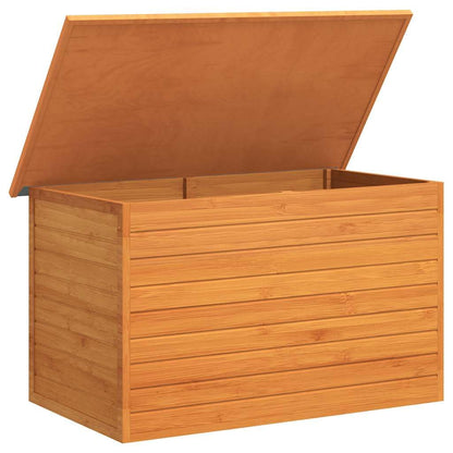 Drillkyn Brown Fir Wood Storage Box with Lid Roof Outdoor Chest for Backyard Patio Yard Storage 49.6 x 28.3 x 28.3 in Durable Outdoor Toy Bin Camping Storage Box