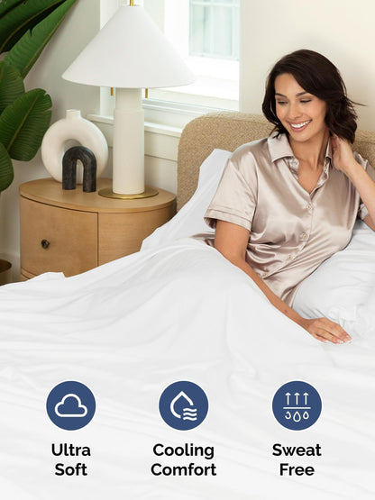Skiennix Extra Deep Cal King Sheet Set | 6-Piece Breathable Cooling Bedding - Soft, Wrinkle-Free White
