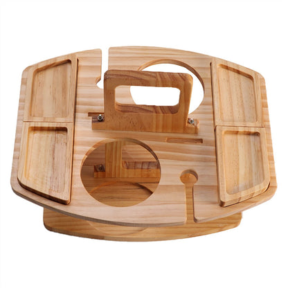 Lightweight Garden Wooden Picnic Table Outdoor Camping Party with Glass Holder Furniture Beach Barbecue Snack Tray Camping Accessories