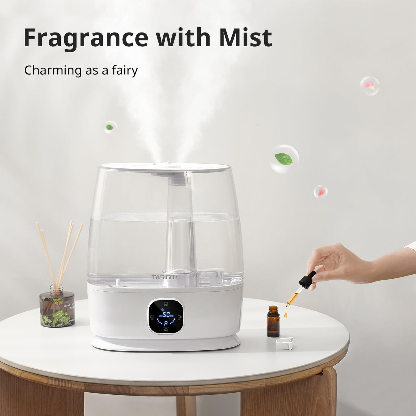 Humidifiers for Bedroom Home, 6L Cool and Warm Mist Air Humidifier for Large Room Baby Nursery, 50H Easy Clean and Top Fill, Quiet with Ultrasonic, Essential Oils, Auto Mode, for House, Plants
