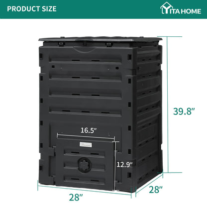 YITAHOME 120 Gallon (450L) Large Outdoor Compost Bin, Composter Box with Snap-on Top Lid and Aeration System, Lightweight Garden Compost Barrel Tumbler, Easy Assembly