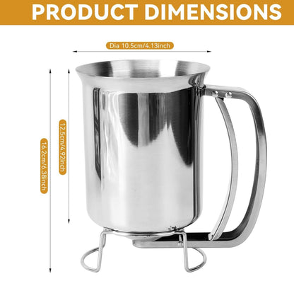 Pancake Dispenser for Batter, Stainless Steel Batter Dispenser, 900ML Funnel Cake Dispenser Batter Pourer for Baking Cupcakes Muffins Crepes Waffles