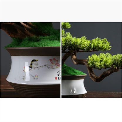 XJOYSL7921 Artificial Bonsai Artificial Bonsai Simulation Tree High-end Light Luxury Greenery Entrance Decoration Ornaments for Home Office