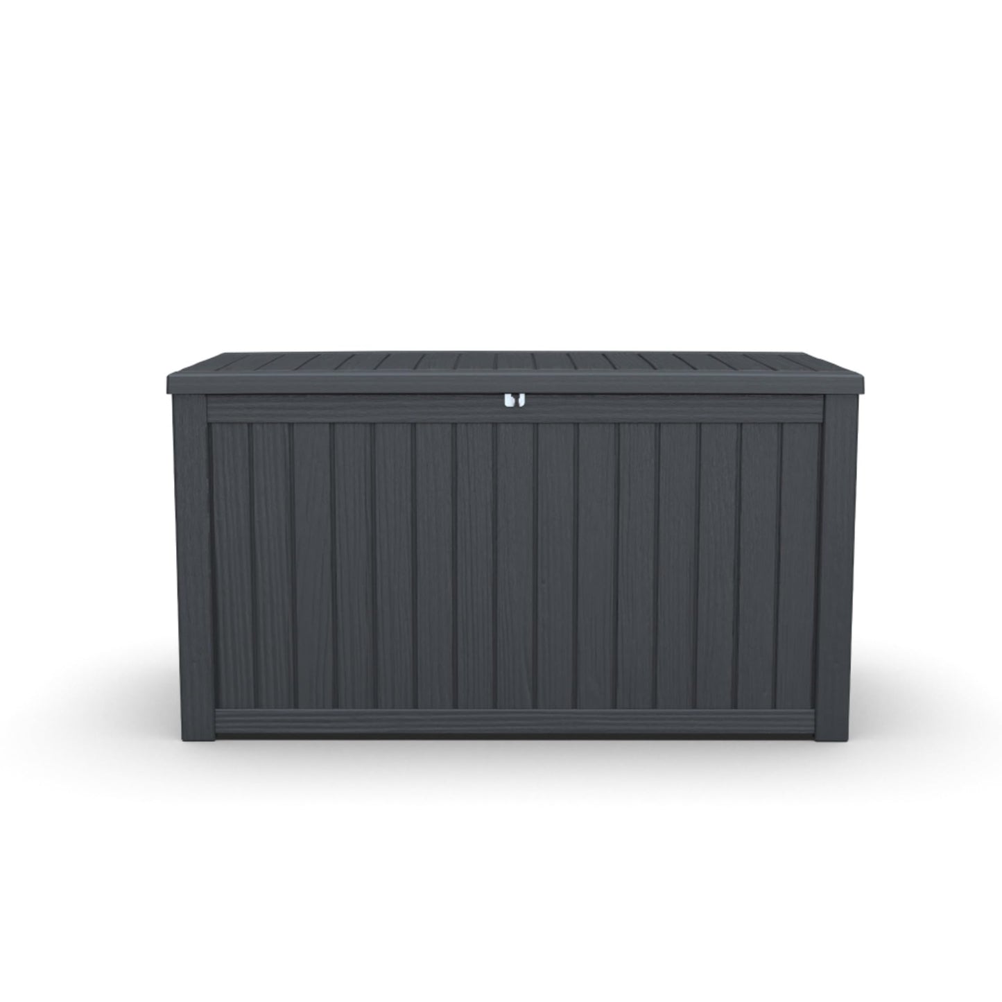 Large Outdoor Storage Deck Box, Resin Patio Container with Lockable Lid, Hydraulic Lift, Wood Texture Panels, Bench Table Function for Cushions Garden Tools Pool Gear Sports Equipment (180 Gallon)