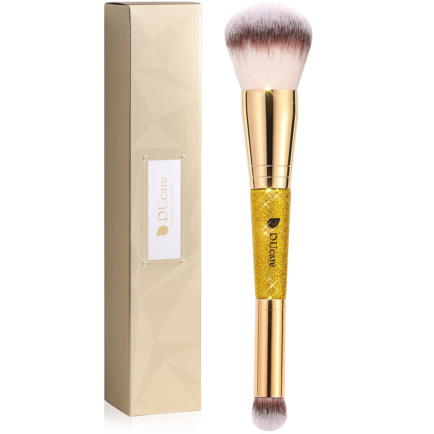 DUcare Foundation Brush Contour Bronzer Makeup Brush Double Ended Self Tanner Brush Sculpting Brush for Blending Liquid Powder Concealer Cream Cosmetics Blush Buffe