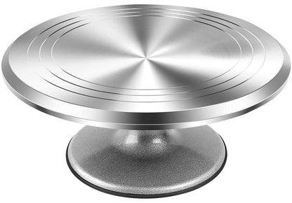 RFAQK 12 Inch Aluminum Alloy Revolving Cake Stand, Cake Turntable for Decorating Rotating Cake Stand for Cupcakes, Pastries and Cake Decorations