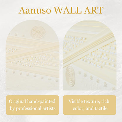 Abstract Wall Art for Living Room Canvas Painting Framed Boho Decor, Cuadros para Sala Elegantes y Modernos Dormitorios, Bedroom Office Handmade Large Size 29"x58" with Tools Kit (Light Yellow)