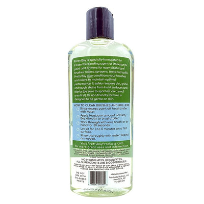 Pretty Boy Paint Cleaner & Conditioner – Eco-Friendly Solution for Cleaning & Conditioning Paint Brushes, Rollers, and Tools – Removes Water-Based Paints, Stains, Primers, and More (8.8 oz Bottle)