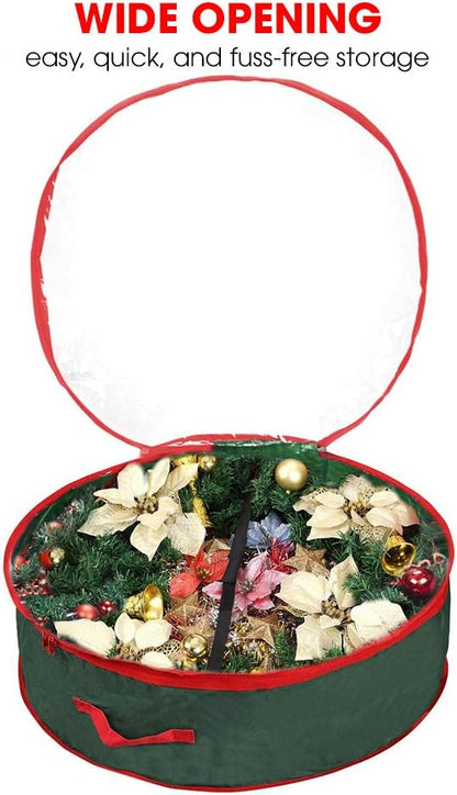 Primode Wreath Storage Bag 30" - Durable 600D Oxford Container with Clear Window for Easy Holiday Storage | Green