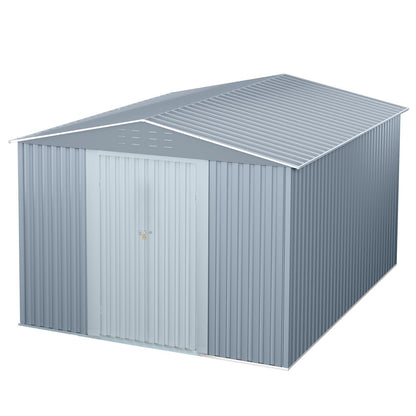 10X12FT Large Metal Outdoor Storage Shed,Galvanized Steel Arden Tool Shed with Lockable Double Doors & Breathable Vent,for Yard Bins/Generator/Wheelbarrow Garden Storage