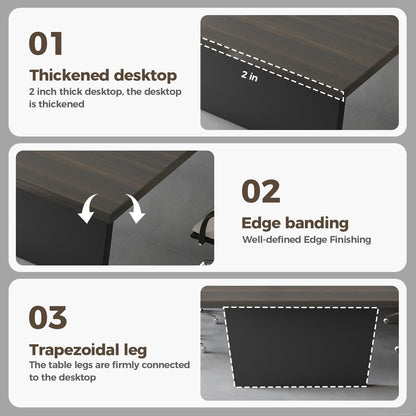 Nuipesn 118 Inch Rectangular Conference Table, 10FT Meeting Table for 10-12 People, Built-in Power Outlets and USB Charging Ports, Cable Management, 2 Inch Thick Top, Walnut and Charcoal Gray