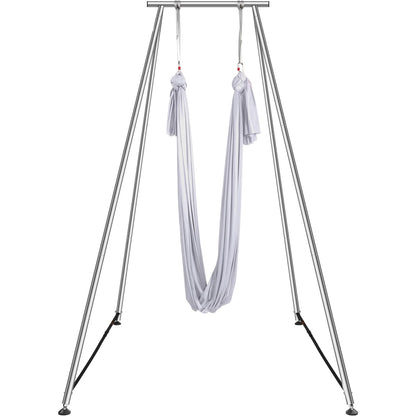 VEVOR Aerial Yoga Frame & Hammock Set, 9.67ft Yoga Swing Frame with 6.6-Yard Nylon Hammock, Heavy-Duty Premium Stand, 551.15 lbs Max Capacity Rig, for Indoor & Outdoor Aerial Fitness Training (White)