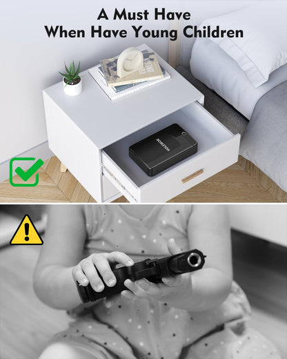 HOLEWOR Gun Safe Small Pistol Safe Biometric Gun Lock Box for Handgun, Fingerprint Quick Access Portable Pistol Case for Car Travel Nightstand Bedside