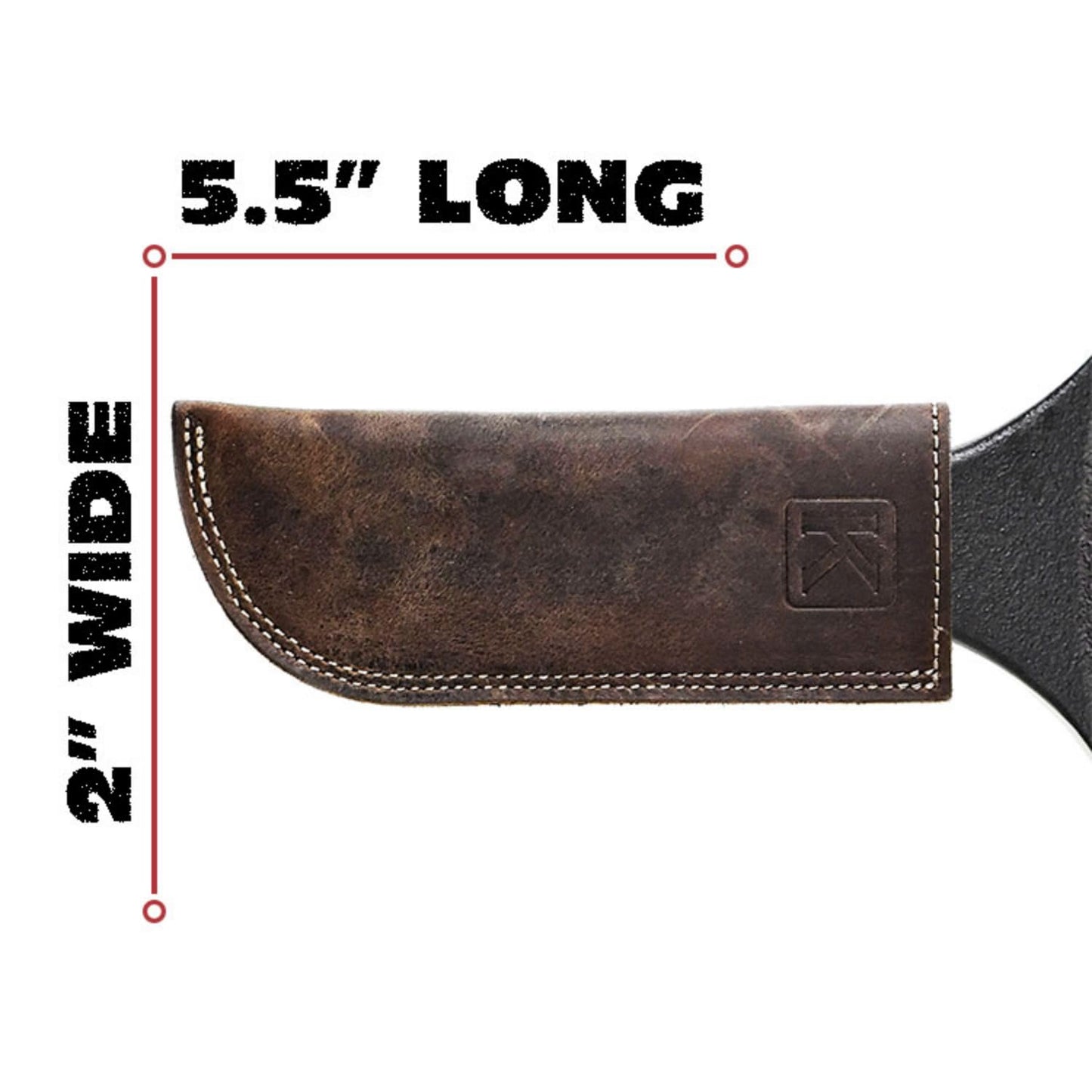 Knapp Made Bourbon Brown 5.5” Extra Thick Leather cast Iron Skillet Handle Covers - Pot Handle Covers, Double Layered Double Stitched, Slides On and Off Easily onto Metal Skillet Grips.