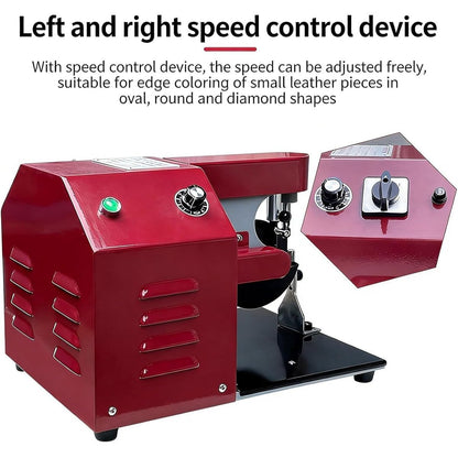 50W Professional Leather Edge Dye Tool, Electric Leather Edge Oiling Machine with Adjustable Thickness, Edging Coat Machine Kit, Dual Speed Control for Leathers Working Treatment